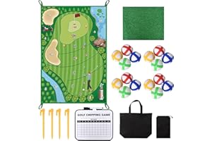 COLEXY Set de Juego de Golf para Interior y Exterior - Juego de Golf con Alfombra de Golpeo, 16 Pelotas Adhesivas, Estacas y Tablero de Puntuación para el Hogar, Jardín, Oficina o Regalo para Golfistas