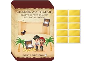 FloraVigo Jeu d'anniversaire à gratter pour enfant de 5 à 12 ans, thème pirate, 10 cartes personnalisables