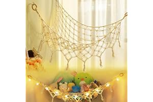 Newtic Plush Animal Hammock Toy, 140 x 107 x 107 cm Wall Storage Net, Storage Net for Children's Room, Hammock for Corner Toys for Children's Room