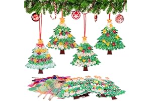 DATIFF 12 Stück Weihnachtsbaum Bastelsets für Kinder Weihnachten Basteln Kinder Weihnachtsdeko Papierbastelsets Weihnachtsbasteln mit Pailletten für Mädchen Jungen Weihnachten Winter Neujahr