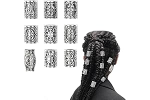 TUKEVA 9 Stück Haare Flechten Bart Clip Wikinger Dreadlocks Schmuck Nordische Haarschlauch Clip Für Frauen Männer Zöpfe Dekoration Zum Flechten von Haaren,DIY-Schmuck etc