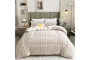 HOMEYA Edredón Borreguillo Invierno 240x260 cm para Cama 135/150, Reversible Franle Sherpa, Relleno Microfibra, Nórdico Cálido Suave, con 2 Fundas de Almohada 50X70 cm, Beige