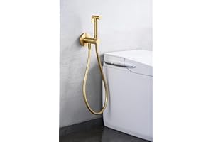 MICE COLLECTION MICE - Grifo Monomando de Bidet Empotrado - Ducha Higienica empotrado - Griferia de baño de bide para agua caliente/Frio Serie LIne Oro Cepillado-RDD038/OC