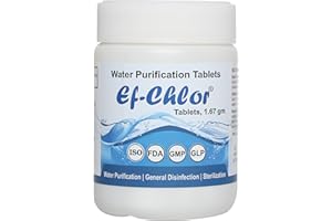 Ef-Chlor Ensure Clean Tank Water With Ef-Chlor 1.67 Gm Tablet - 1 Tablet Purifies 500 Litres - Pack Of 50 Tablets - Effective Overhead & Underground Tank Water Purifie