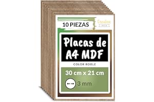 Creative Deco 10 x A4 MDF Tablero Madera Roble | 300 x 210 x 3 mm | Perfecto para Corte por Laser, CNC Router, Modelado, Calado, Bricolaje, Manualidades