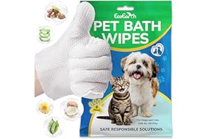 EcoEarth - Premium Pet Wipes for Dogs & Cats - 6 Gloves - Disposable Washing Mitt for Bath & Grooming - Clean Paws, Fur, Face, Ears, Rear & Body - Hypoallergenic, Lick-Safe, Waterless Cleaning