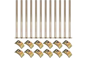 LJAPPLIED 12 Pcs M6 Furniture Boltss, Furniture Connecting Bolts with Half Moon Luna Washers Nuts, Bunk Bed Bolts and Nuts Connectors, for Bunk Beds Cots Bed Screws and BoltsHardware Fixings(M6 x 100mm)