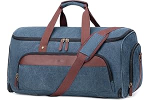 Vessgra Suit Bags Garment Duffle Bag for Men Women, Suit Carrier Bag Travel Garment Bags, Carry on Garment Bag with Shoes Compartment,2 in 1 Convertible Suitcase Travel Bags-Blue