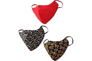 Touchstone Soft Cotton knitted Face Mask - medium size comfortable Washable double layer. (Pack of 3). Red Yellow Black