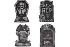 POPOYU 4-pak piankowych kamieni nagrobnych na Halloween, dekoracje ogrodowe, cmentarz vintage, duże nagrobki, znak podwórka, nagrobek na Halloween