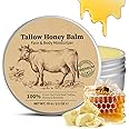 Beef Tallow Skin Care, 70g Tallow Face Cream Moisturiser, 100% Natural Tallow and Honey Cream for Face, Body, Hands, Deeply Nourishing Organic Grass-Fed Tallow Balm, Anti-Aging Skincare