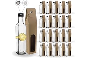 Espirito Rebelde 20 bottiglie in vetro da 250 ml con tappo a vite nero con beccuccio versatore + 20 scatole | olio d'oliva, aceto, alcol, salse | olio di vetro