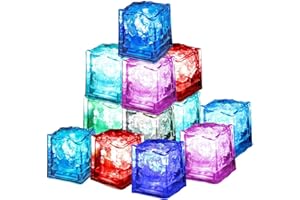 XLKJ 12 Pcs Led Ice Cube, Light Up Ice Cube, FlüSsigsensor Blinken Led Licht,Batteriebetrieben Dekoration FüR Hochzeit,Party, Club Und Bar Champagner Tower Dekoration