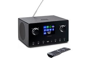 MEDION P85444 2.1 Internetradio mit Subwoofer (DAB+, UKW Radio, Spotify Connect, WLAN, Bluetooth, Streaming, Equalizer, Farbdisplay, USB, AUX, Wecker, Schlummerfunktion, Sleep Timer) schwarz