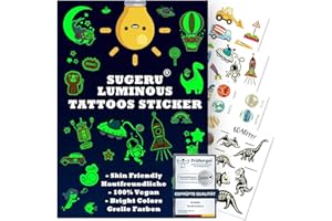 Sugeru® 100+ Tatuajes Temporales(12 Hojas),agradable para la piel tatoos infantiles Niñas Niños,pegatinas stickers infantiles//Ingredientes naturales - Extracto de soja (mezcla luminosaⅠ)