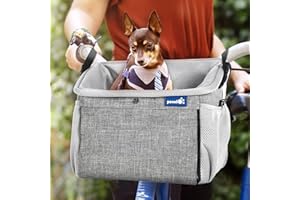 Pecute Transportin Perro Mochila Gato Cesta para Bicicleta 4 en 1 Plegable Lavable Bolsa de Transporte para Mascotas Asiento del Coche de Seguridad para Mascotas (Gris)