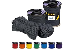 EdcX 4 mm Poli Paracord 550 (15, 30, 50, 100 y 300 m) - Tipo III, Cuerda 100% Nailon, Cuerda de 7 hebras, Cuerda de Nailon de 4 mm