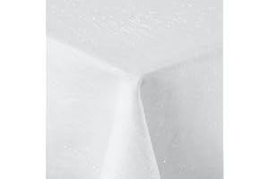 Spotjoy Glitzer Leinenoptik Tischdecke Abwaschbar Rechteckig 100 x 140 cm Tischtuch Lotuseffekt Wasserabweisend Tischwäsche Fleckabweisend - Weiß