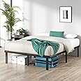 Zinus Caleb Super King Bed frame - Bed 180x200 cm - 36cm Height - Metal bed frame with Underbed storage and steel slat support - Foldable bed - Black