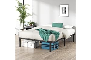 Zinus Caleb łóżko 140 x 200 cm – wysokość 36 cm z miejscem do przechowywania pod łóżkiem – metalowa rama łóżka – składana rama łóżka – czarne