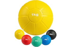 MATCHU - Médecine Ball - Medicine Ball - - Caoutchouc Solide - Disponible en 1, 2, 3, 4 et 5 KG - Disponible en Jaune, Rouge, Vert, Bleu, Noir