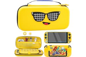 RHOTALL Sac de transport jaune pour Nintendo Switch 2, coque rigide de voyage pour Fortnite Peely Design, accessoires Switch 2 housse de protection et sac de rangement avec 12 emplacements et film de