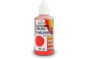 AHRENSHOF GMBH AHRENSHOF Window Colors-Malfarbe 80 ml | Fenstermalfarbe Glasmalfarbe | Farbe: Zinnoberrot