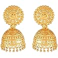 Jwellmart Indian Ethnic Partywear Traditional Lightweight 18K Gold Plated Jhumka Jhumki Earrings for Women (Jhumka2), Medium, Alloy Steel, No Gemstone