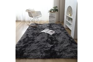 Offizon Soft Indoor Area Rugs, Smoothy Rugs 120x160 cm, Fluffy Large Rugs for Living Room, Bedrooms, Nursery Rug (Dark Grey)