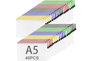 ASelected 40PCS Pochette Document, Pochette Zip Chemise PVC Mesh (5Couleur, A5)
