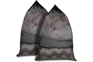 WD&CD 2 Piezas Bolsa Lavar Ropa con Cordón, Red Lavadora Ropa Interior, Bolsa Ropa Sucia Viaje, Bolsas para Lavar Ropa en Lavadora, Bolsa Malla Lavanderia, Saco Ropa Sucia Reutilizable, 60x90cm, Negro