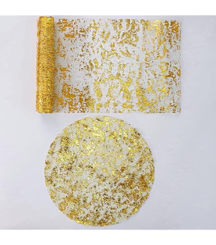 KOOSREEL Runner Tavola Oro Lucido – 2 Pezzi, 29 Cm X 10 Metri, In Poliestere Per Decorazioni Feste (Compleanni, Matrimoni)