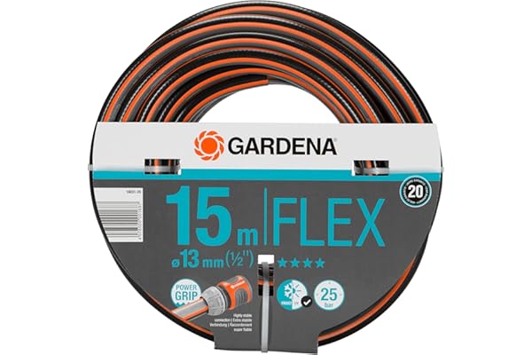 Gardena Tuyau de Comfort FLEX 13 mm (1/2 Pouce), 15 m: Tuyau de jardin flexible et dimensionnellement avec profil de poignée de puissance, imprimé à 25 bar, sans pièces système (18031-20)