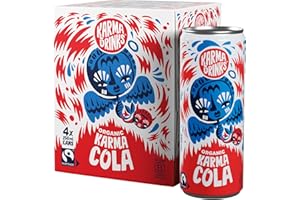 Karma Drinks Karma Cola - 4 x 250ml Cans - Natural Fizzy Soft Drinks, Fairtrade, Organic & Vegan