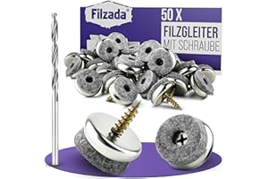 Filzada® 50x Filzgleiter Schrauben Ø 28 mm - hochwertige Möbelgleiter inkl. Bohrer - Stuhlbeinschoner - Stuhlgleiter - Filzgleiter für Stühle zum Schrauben