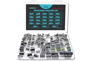 KUBOWAI 23 Worth 300 pièces Ensemble de Condensateurs électrolytiques, Banque de Condensateurs en Aluminium, Comprenant les Numéros de Modèle 10 uF - 2200 uF, 10 V, 16 V, 25 V, 35 V, 50 V