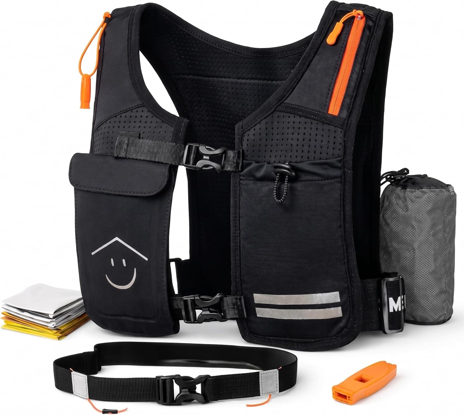 Chaleco Running Hombre Mujer con Kit Completo de Seguridad – Ligero, Sin Rebote y Cómodo, 7 Bolsillos, Transpirable y Reflectante para Carrera, Senderismo y Montaña