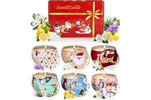 HUIFOO Zestaw 6 świątecznych świec zapachowych, świeca zapachowa na prezent, pudełko na świece zapachowe, świece świąteczne, świece z naturalnego wosku sojowego, świąteczny prezent dla żony, mamy, dziewczyny