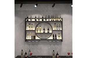 EYLINK Modern Metal Wall Mounted Wine Display Rack, Bar Unit Floating Shelves, Wall-Mounted Wine Racks, Glass Rack Iron Display Stand Wine Holder With Shelves, For Home, Restaurant, Bars (Color :
