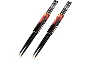 2 Paar Schwarze Drumsticks — 5B — (4 Stück) — Ahornholz — Trommelstöcke — Holzkopf — Drumsticks — MSA — Drumsticks 5B