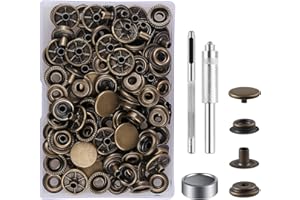 MSDADA -Set di 32 Bottoni Automatici a Pressione, Metallo Bottoni a Pressione per Abbigliamento, con 3 Strumenti di Fissaggio a Scatto per Borse, Jeans, Vestiti, Tessuto, Artigianato in Pelle (Bronzo)