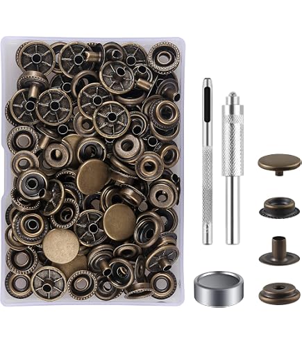 Kit Di 10 Bottoni A Tack Per Jeans In Metallo (20mm, Argento) Con Attrezzo Manuale Per Riparazioni Fai Da Te - 6