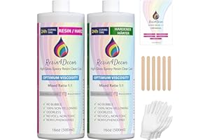 Epoxy Resin RESIN4DECOR 1:1 Casting Crystal Clear Adhesive for Arts Crafts Jewelry Making Molds and DIY Projects Non-Yellowing Non-Toxic High-Gloss Finish 12-24 Hour Cure Time Odorless - 1000ml