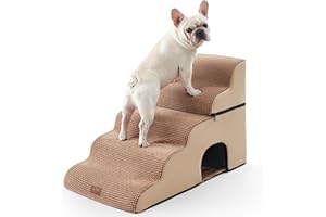 COZY KISS Large escalier pour Chien et Petit Animal Domestique avec Housse Anti-Fuite (Brun Clair, 50x83x57cm-Trou, 5.0)