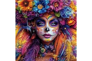 DAERLE Pintar por Numeros Adultos, Hermosa mujer con maquillaje de calavera de azúcar, Painting by Numbers Kits, Cuadros para Pintar por Numeros Pinturas Acrilicos, decoración para el hogar 40x40cm Sin Marco