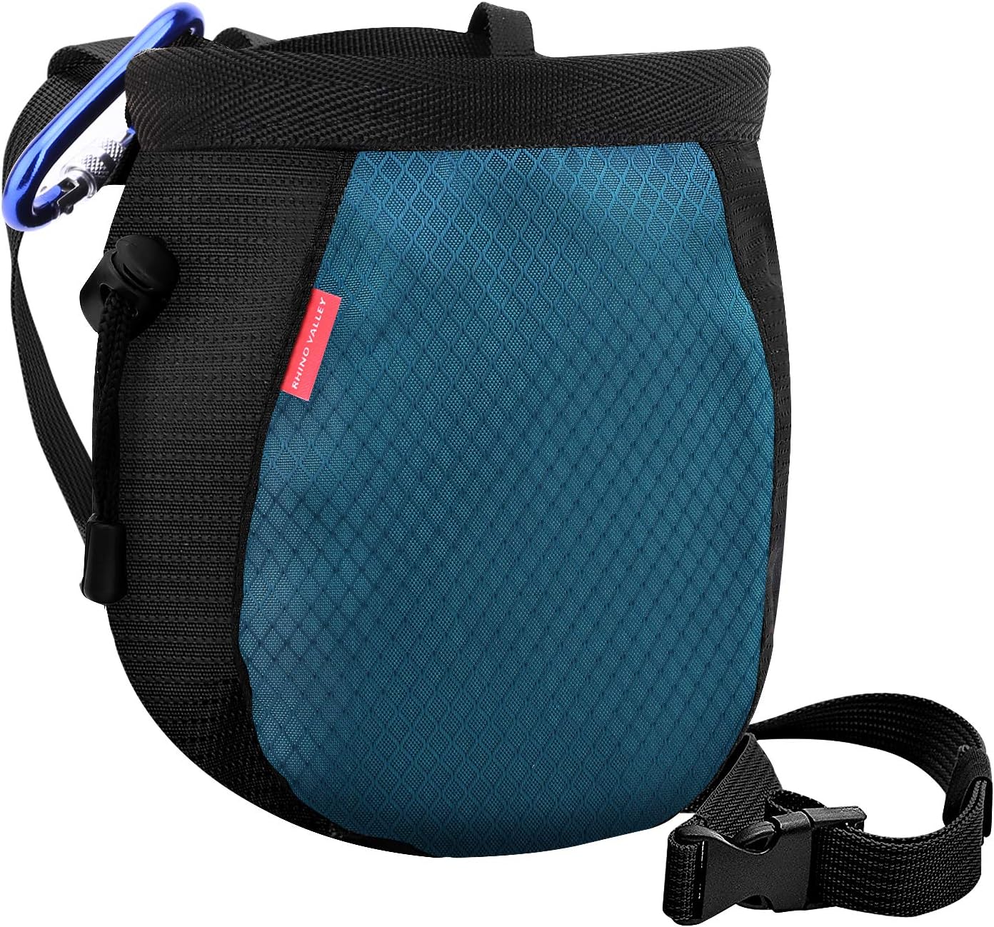 Rhino Valley Bolso de Tiza para Escalada, Bolsa de Magnesio Durable Impermeable sin Fugas con Correa de Cintura Ajustable Mosquetón Cremallera para Deporte Alpinismo Gimnasia Levantamiento de Pesa