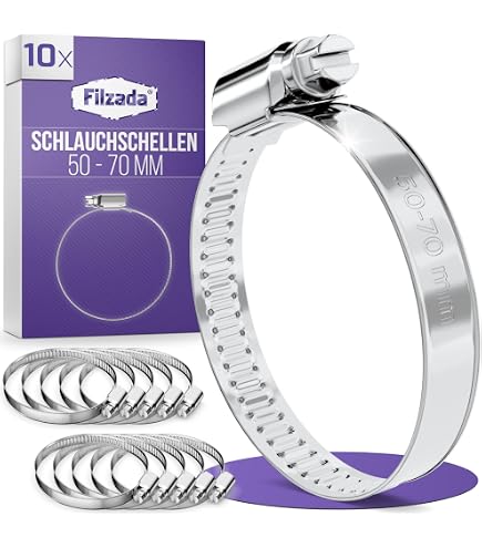 5er Pack Schraubschellen 50-70 Mm Aus Verchromtem Stahl | 9 Mm Breit, 0,7 Mm Stark | Garten, Auto, Haushalt