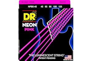 DR Strings NEON 45-125 Jeu de Cordes pour Guitare Basse Rose