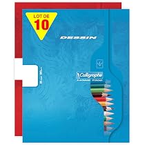 Lot De 10 Cahiers De Dessin Clairefontaine 17x22cm - 32 Pages Blanches 120g/m² - Couverture Carte Offset, Fabriqué En France