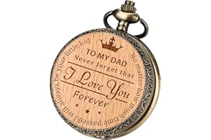 YISUYA Personalized Customized Quartz Pocket Watch Vintage Chain Pocket Watches for Men on Fathers Day Graduation Christmas Anniversary Birthday Gifts to My Son, to My DAD